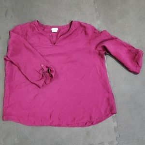 Heusen Womens Size XXL Fusha V-neck Blouse 3/4 sleeve